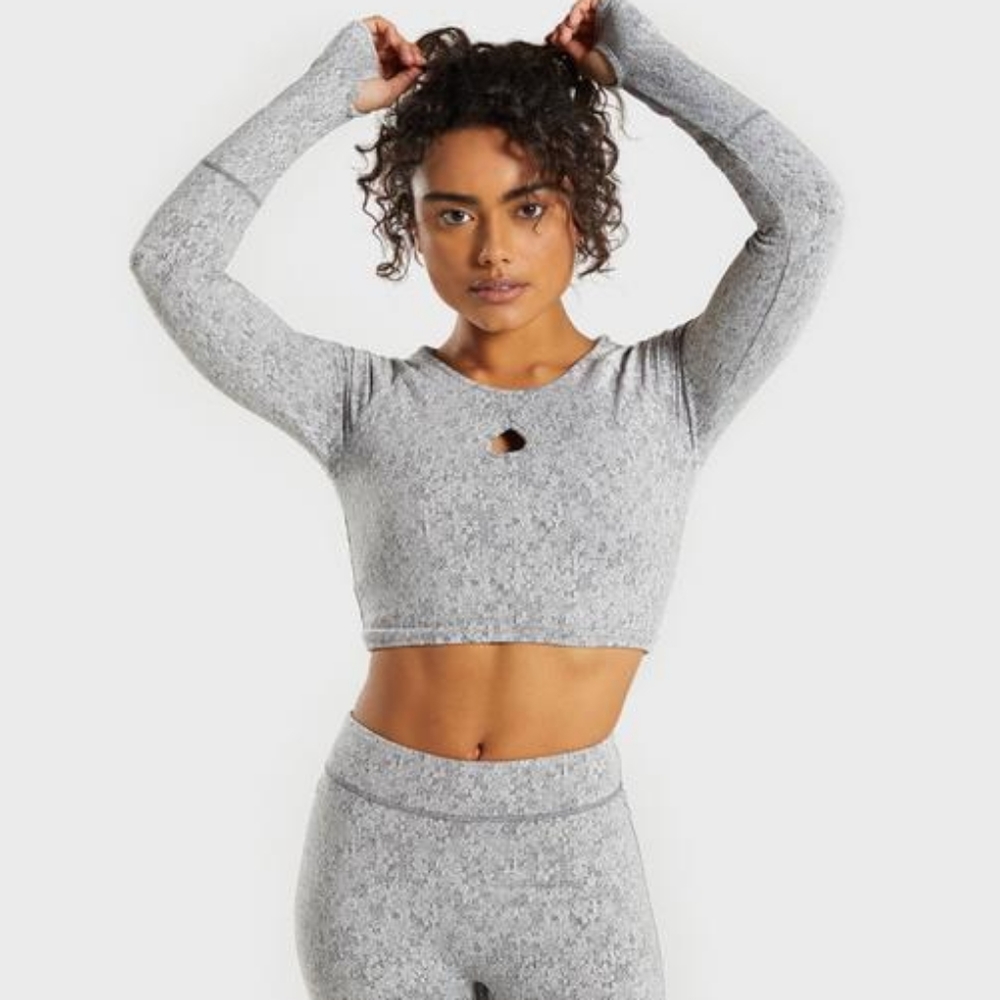 NWT Gymshark Grey Long Sleeve Crop Top
